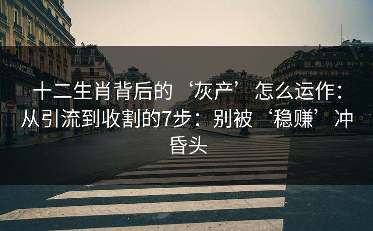 十二生肖背后的‘灰产’怎么运作：从引流到收割的7步：别被‘稳赚’冲昏头