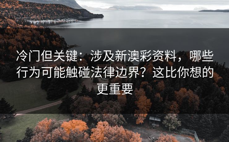 冷门但关键：涉及新澳彩资料，哪些行为可能触碰法律边界？这比你想的更重要