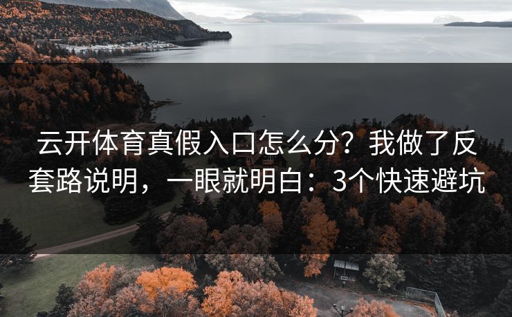 云开体育真假入口怎么分？我做了反套路说明，一眼就明白：3个快速避坑