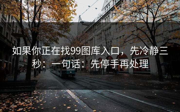 如果你正在找99图库入口，先冷静三秒：一句话：先停手再处理